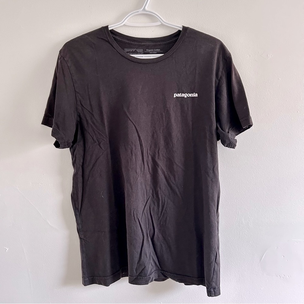 Patagonia Men's Black Short Sleeve T shirt slim fit organic